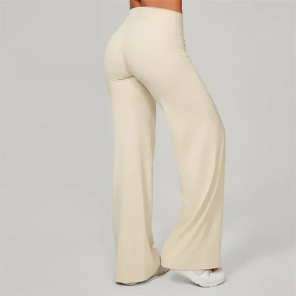 Legging de Pilates Beauté & Santé, pantalon évasé avec jambes larges, tissu extensible pour confort et liberté de mouvement.