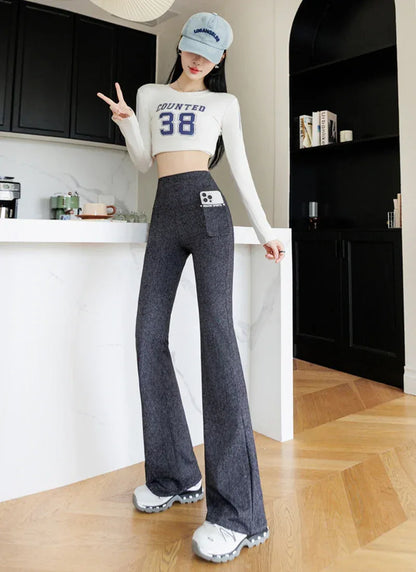 High-waisted faux denim leggings by Beauté & Santé, featuring a soft polar fabric and stylish design.