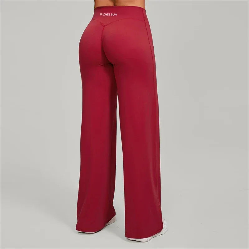 Leggings de Pilates Beauté & Santé, pantalon jambes larges et évasées, tissu extensible pour confort et liberté de mouvement