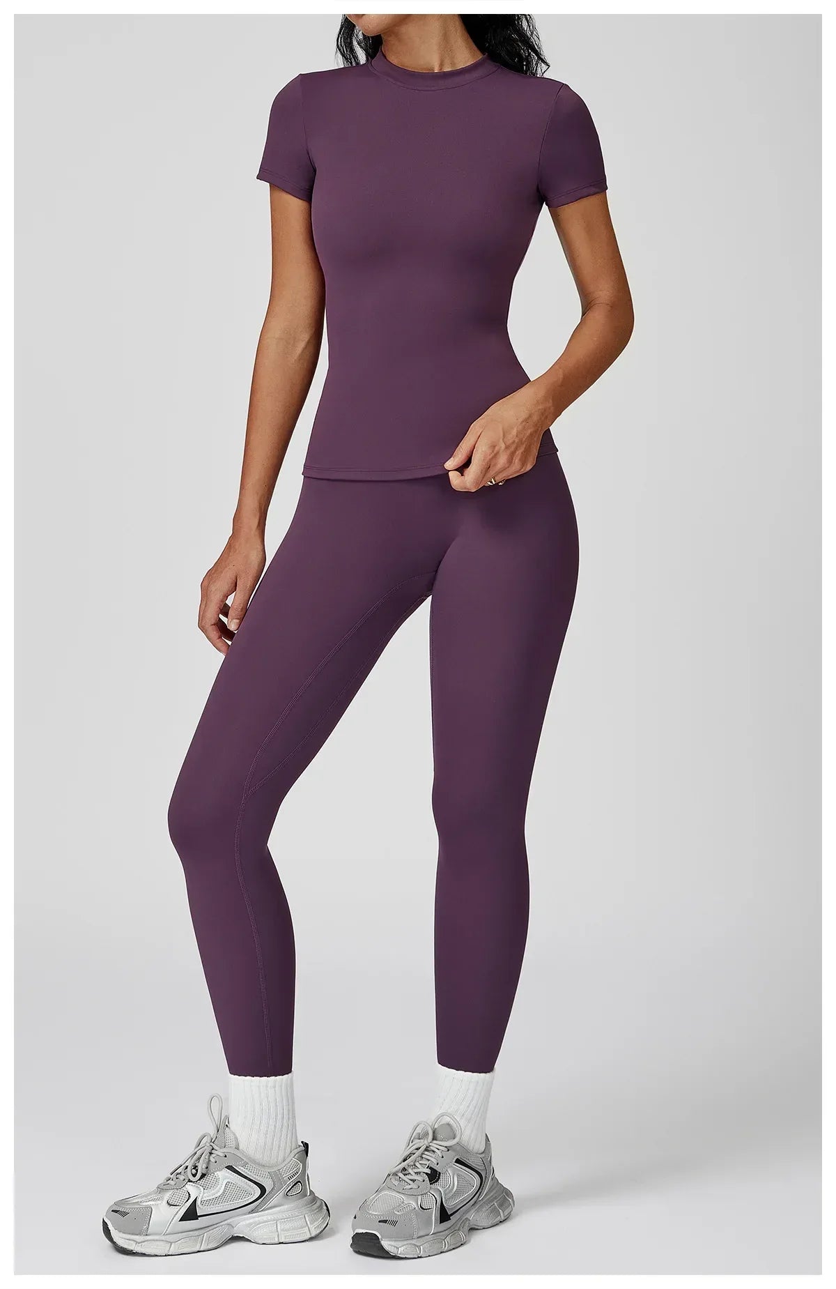 Leggings de yoga 2 pièces à manches longues de la marque Beauté & Santé, tissu extensible et confortable pour l'exercice.