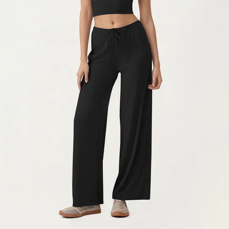 Legging de yoga Beauté & Santé à jambe large avec cordon de serrage, tissu extensible et confortable pour l'exercice.