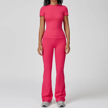 Leggings de yoga 2 pièces à manches longues de la marque Beauté & Santé, tissu extensible pour confort et flexibilité