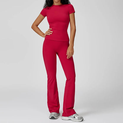 Leggings de yoga 2 pièces à manches longues de la marque Beauté & Santé, tissu extensible pour fitness et détente