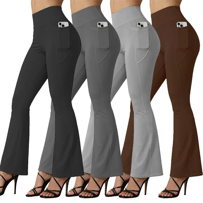 Leggings de sport taille haute Beauté & Santé avec effet galbant et poches pour femme, tissu extensible et confortable.