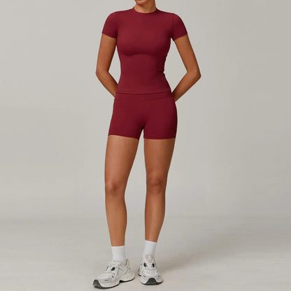 Leggings de yoga à manches longues Beauté & Santé, ensemble deux pièces, tissu extensible pour confort et mouvements faciles.