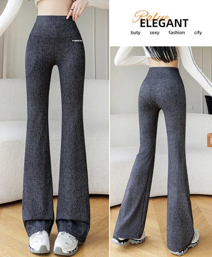 High-waisted faux denim leggings by Beauté & Santé, featuring a soft, warm fabric and stylish design.