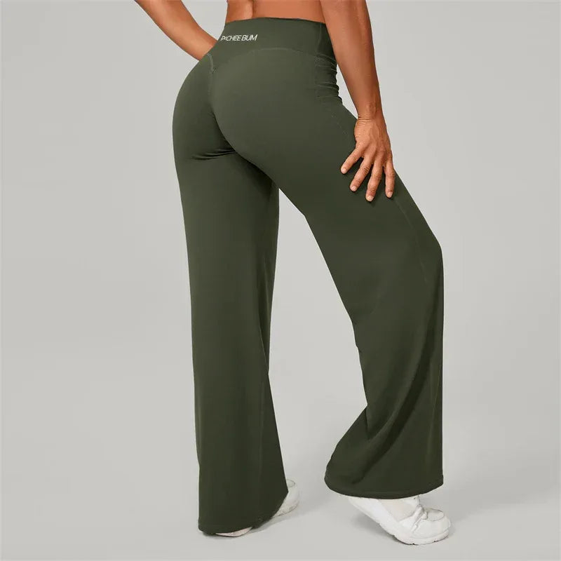 Legging pantalon de Pilates Beauté & Santé, jambes larges et évasées, tissu extensible pour confort et liberté de mouvement