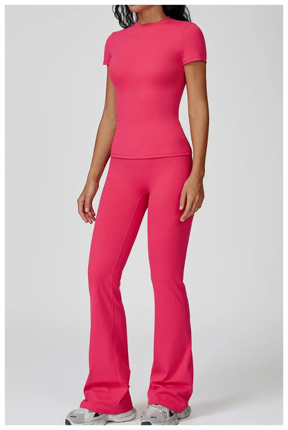 Leggings de yoga à manches longues Beauté & Santé, ensemble 2 pièces, tissu extensible pour confort et style.