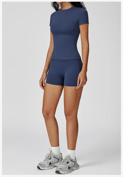 Leggings de yoga 2 pièces à manches longues de la marque Beauté & Santé, tissu extensible, parfaits pour l'exercice et le confort.