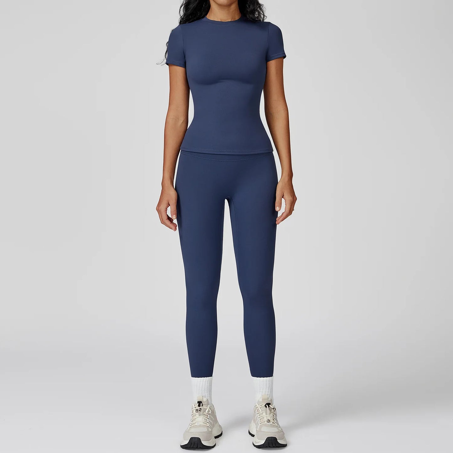Legging ensemble de yoga 2 pièces à manches longues de Beauté & Santé, tissu extensible pour confort et flexibilité.