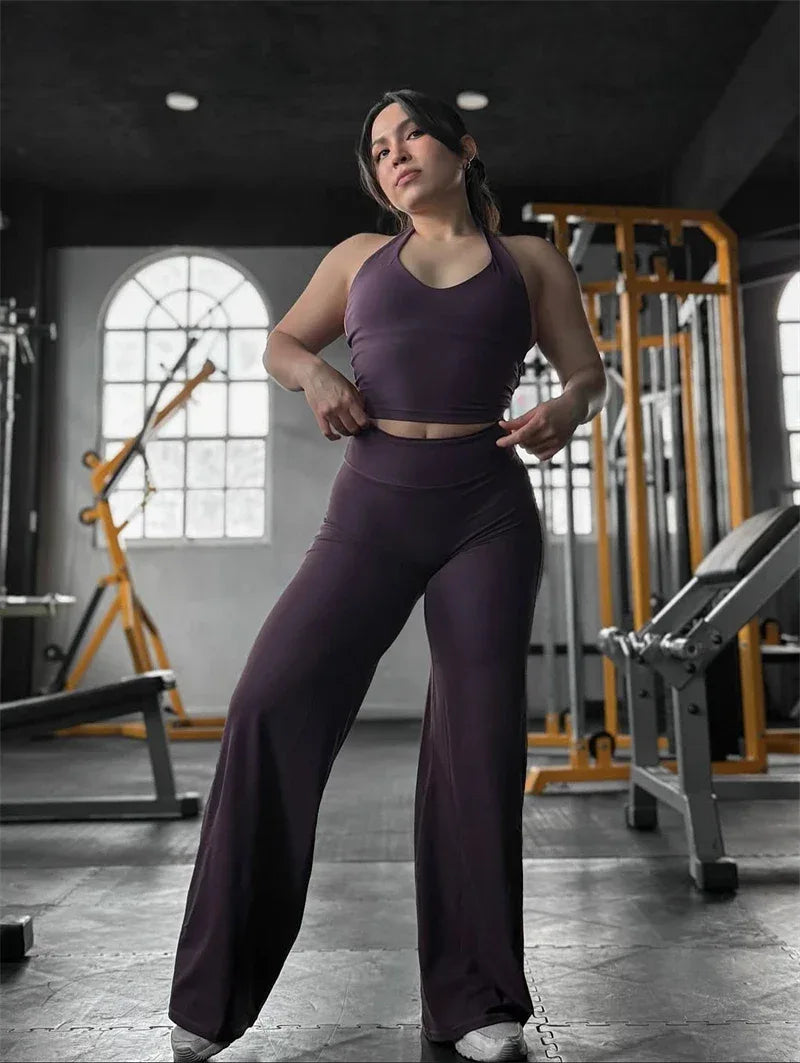 Leggings de Pilates Beauté & Santé, pantalons évasés à jambes larges, confortables et extensibles pour l'entraînement et le yoga.