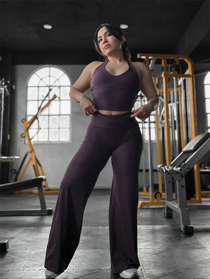 Leggings de Pilates Beauté & Santé, pantalons évasés à jambes larges, confortables et extensibles pour l'entraînement et le yoga.
