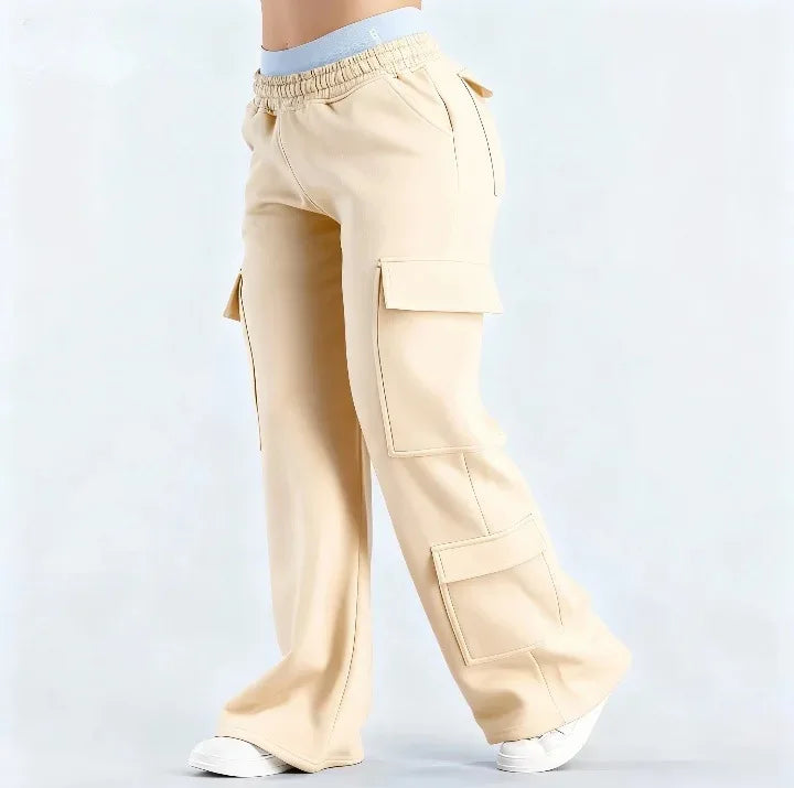 Leggings décontractés à jambe droite avec poches, mode streetwear, marque Beauté & Santé, tissu confortable et tendance.