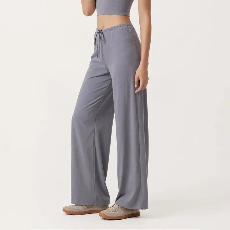 Leggings de yoga Beauté & Santé avec grande jambe et cordon de serrage, tissu extensible et confortable pour exercice et détente