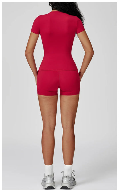 Leggings de yoga 2 pièces à manches longues de la marque Beauté & Santé, pantalon ajusté et haut confortable pour l'exercice.
