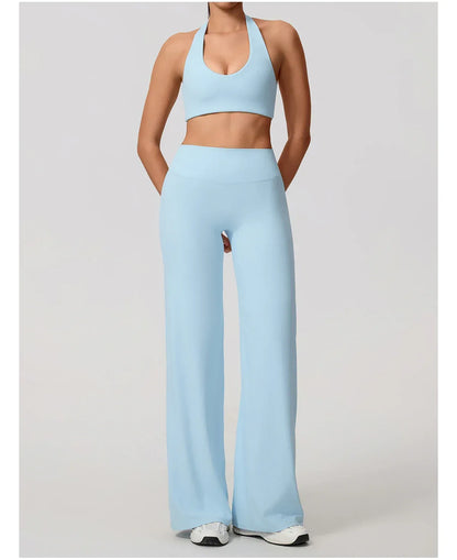 Legging de yoga décontracté Beauté & Santé, coupe évasée, tissu léger, parfait pour la détente et le sport.