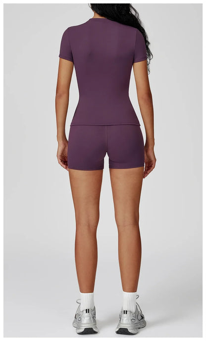 Leggings de yoga à manches longues Beauté & Santé, ensemble en deux pièces, tissu extensible pour confort et liberté de mouvement.
