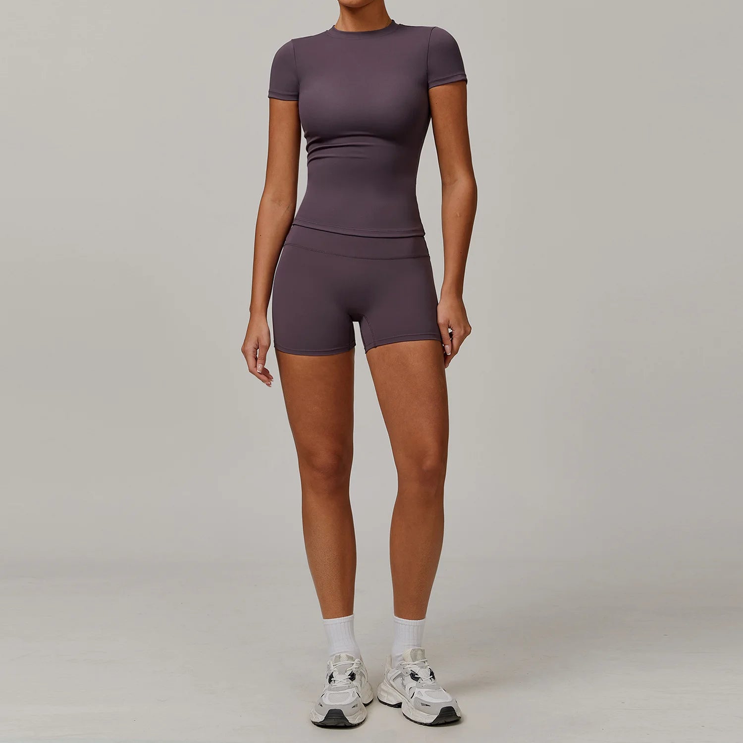 Leggings de yoga à manches longues Beauté & Santé, ensemble 2 pièces, tissu extensible et confortable pour la pratique sportive.
