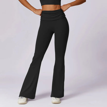Legging de yoga taille haute Beauté & Santé, tissu naturel, ajusté et confortable, parfait pour la pratique de yoga.