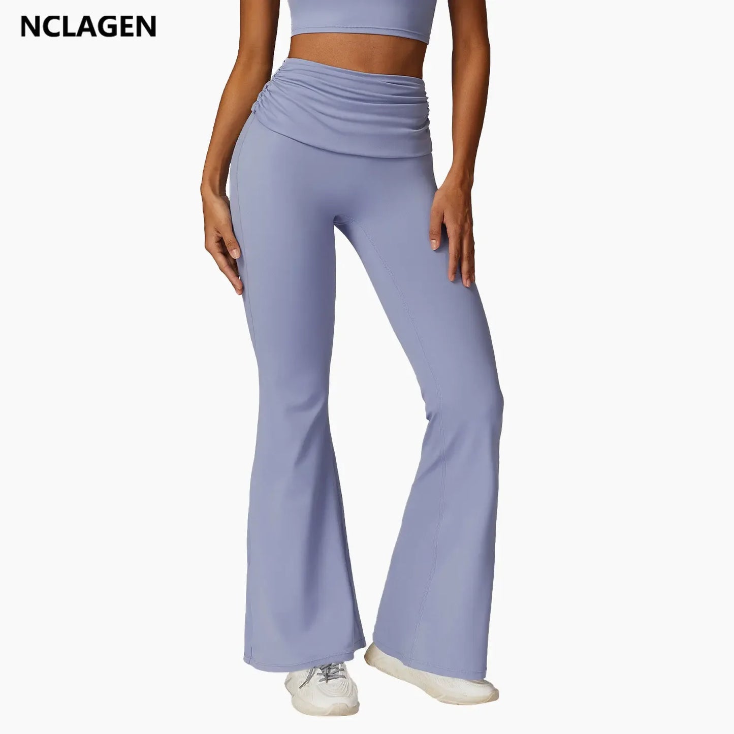 Legging de yoga taille haute Beauté & Santé, matière naturelle, coupe ajustée, parfait pour la pratique sportive ou le bien-être.