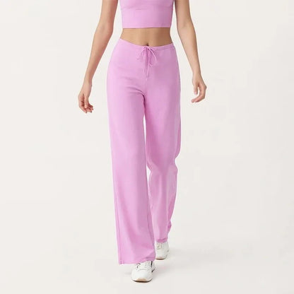 Leggings de yoga Beauté & Santé avec jambe large et cordon de serrage, tissu extensible pour confort et style.