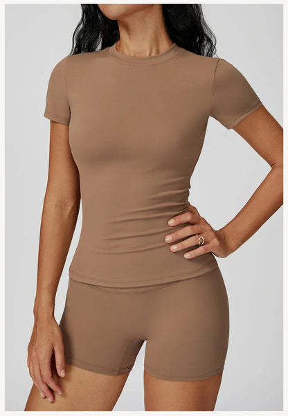 Leggings de yoga 2 pièces Beauté & Santé avec manches longues, tissu extensible et confortable pour la pratique sportive.