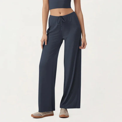 Leggings de yoga Beauté & Santé avec cordon de serrage, à jambe large, tissu extensible pour confort et mouvement.