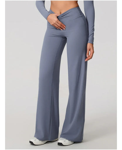 Legging de yoga décontracté Beauté & Santé en tissu extensible, couleur évasée, parfait pour fitness et détente.