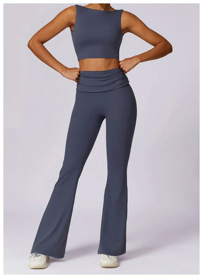 Legging de yoga taille haute Beauté & Santé en tissu naturel, ajusté et confortable pour la pratique sportive ou détente.