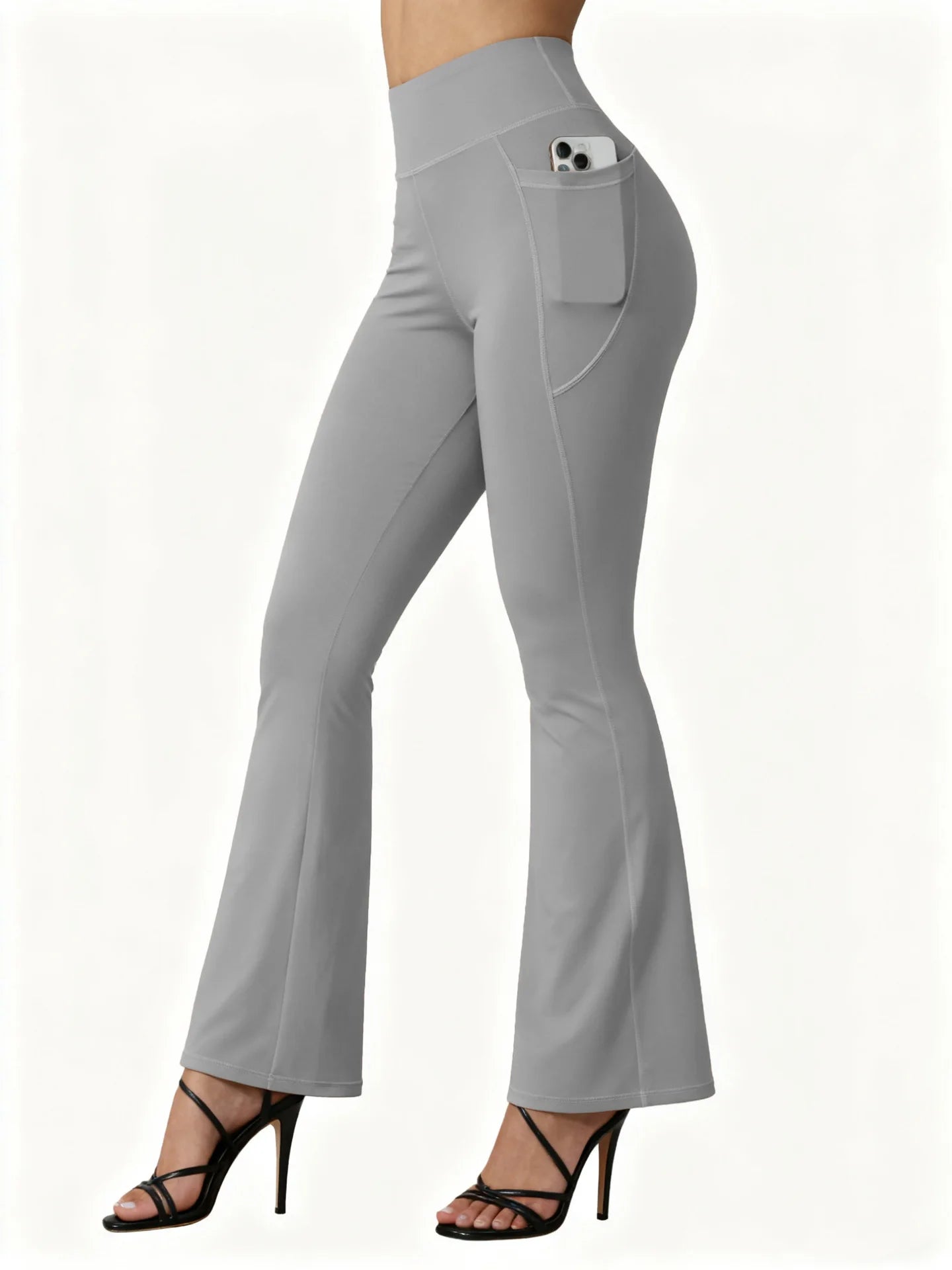 Leggings de sport taille haute Beauté & Santé, effet galbant avec poches pour femme, tissu extensible et confortable.