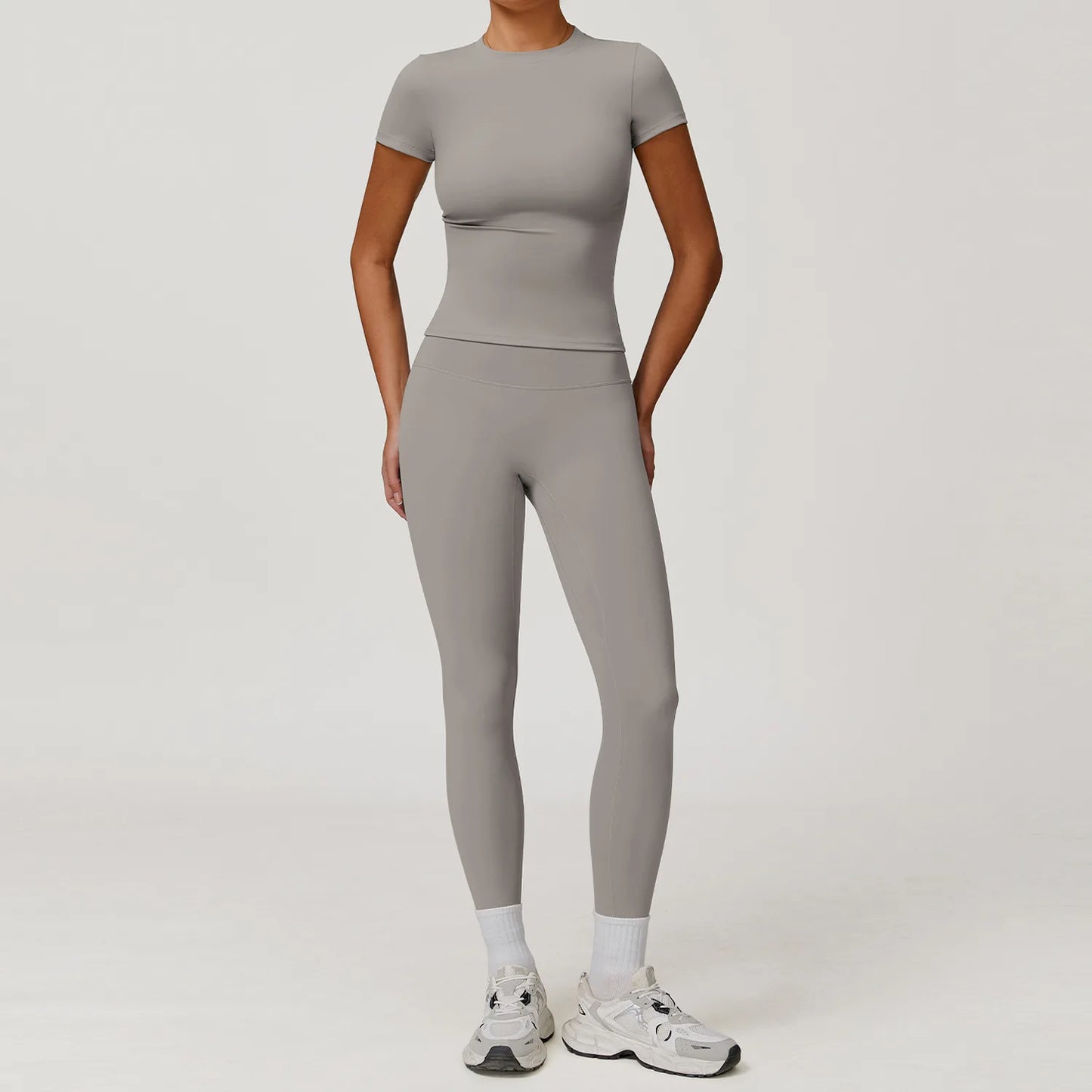 Leggings de yoga pour femmes Beauté & Santé, ensemble 2 pièces à manches longues, tissu extensible et confortable.