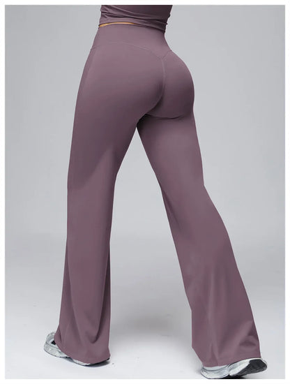 Legging yoga évase taille haute gainant de la marque Beauté & Santé, en tissu extensible et confortable pour entraînement ou détente.