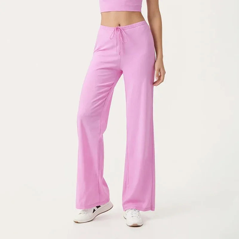 Legging de yoga pour femme Beauté & Santé avec jambe large et cordon de serrage, tissu extensible pour confort et style.
