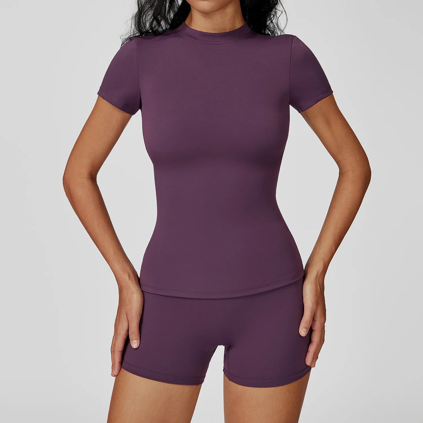 Leggings de yoga deux pièces à manches longues de la marque Beauté & Santé, tissu extensible et confortable pour l'entraînement.