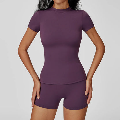 Leggings de yoga deux pièces à manches longues de la marque Beauté & Santé, tissu extensible et confortable pour l'entraînement.