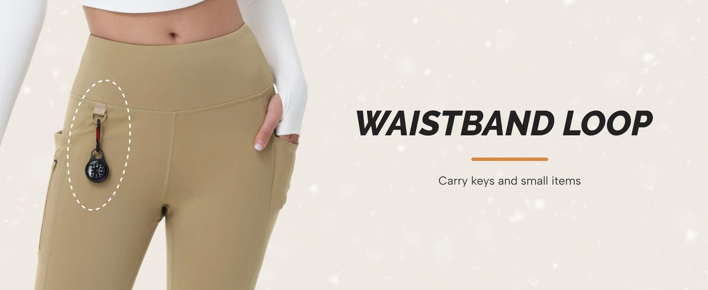 Legging thermique imperméable pour femme de la marque Beauté & Santé, tissu chaud et résistant à l'eau, ajusté et confortable.