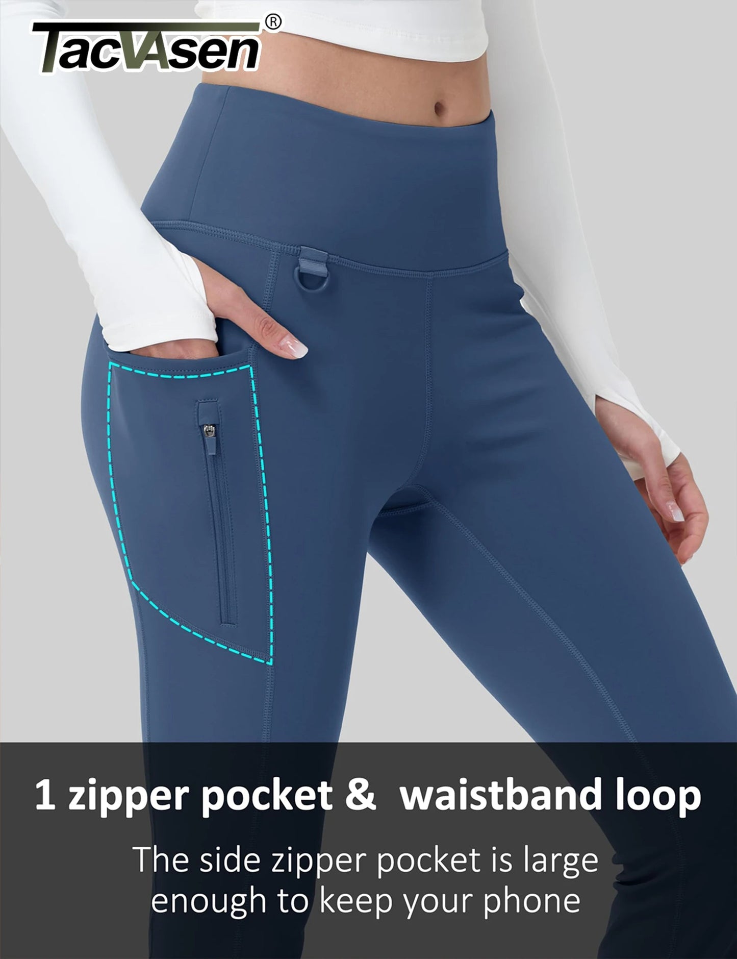 Legging thermique imperméable pour femme de la marque Beauté & Santé, tissu chaud et résistant à l'eau, ajusté et confortable.